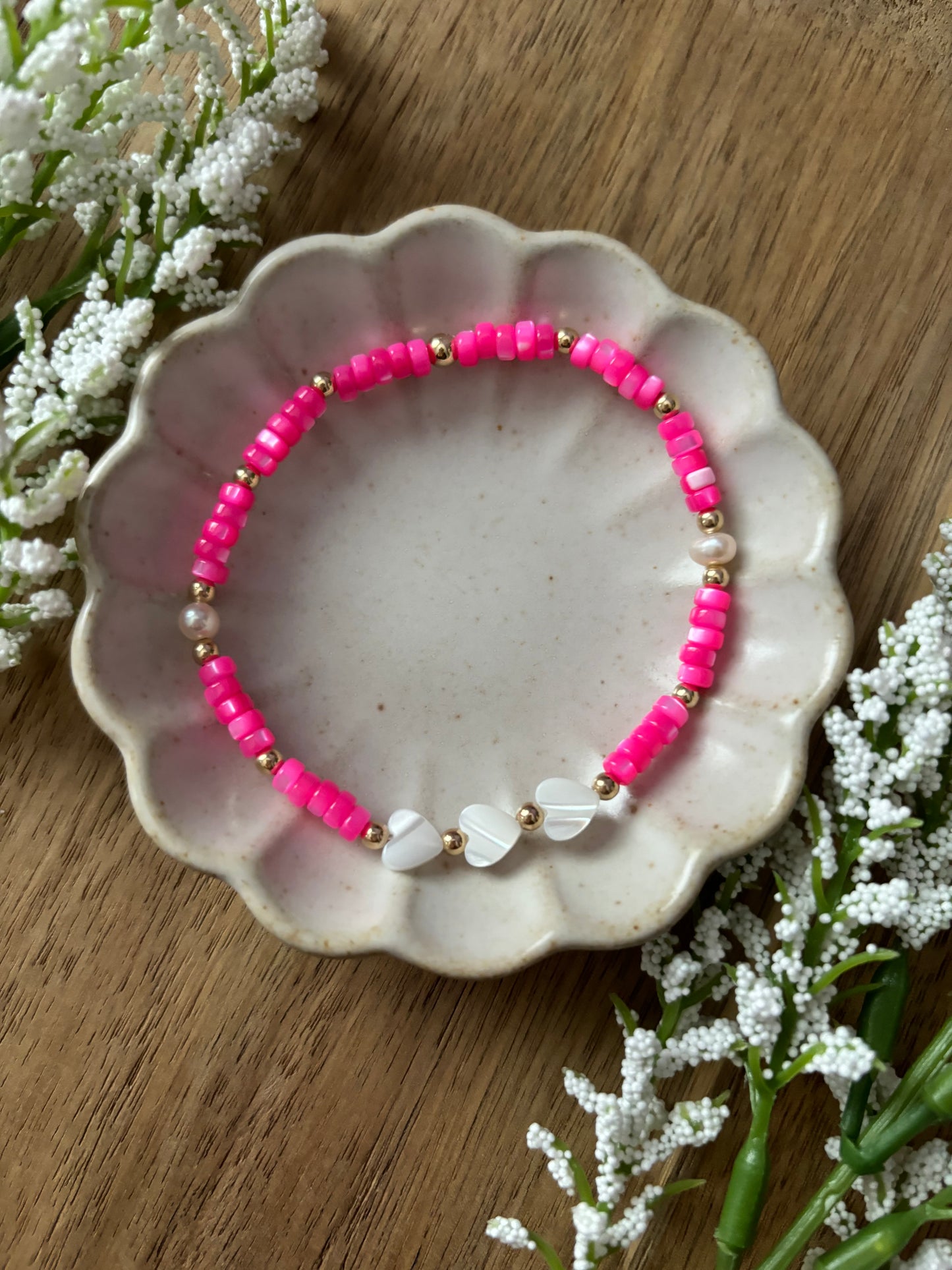 Heart of Pearl beaded bracelet
