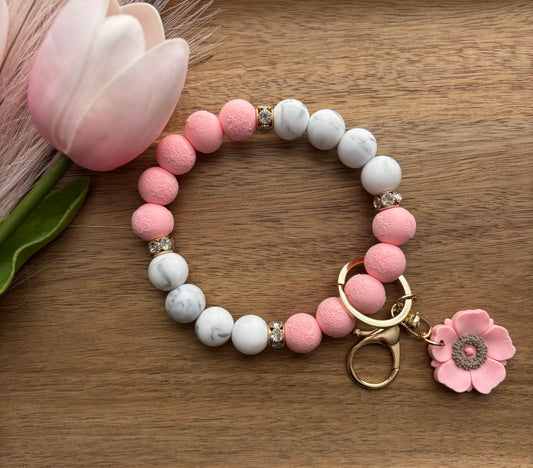 Marble Pink Keychain Wristlet