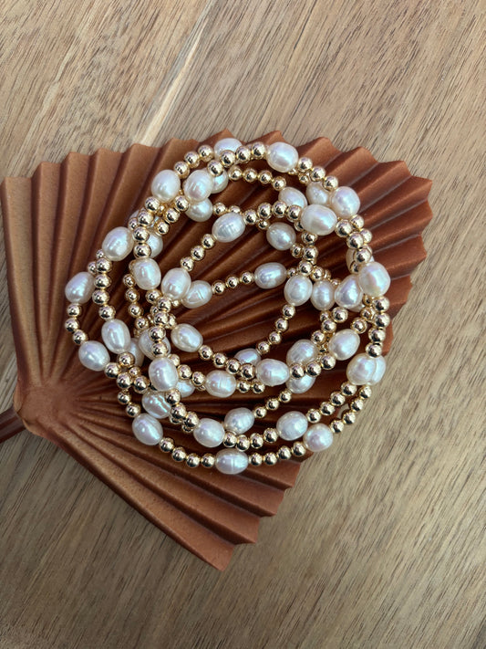 Elegant Pearl (14kt Gold Filled Beads with Freshwater Pearls) Bracelet