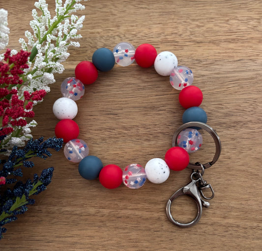 Red, White, and Blue Keychain Wristlet