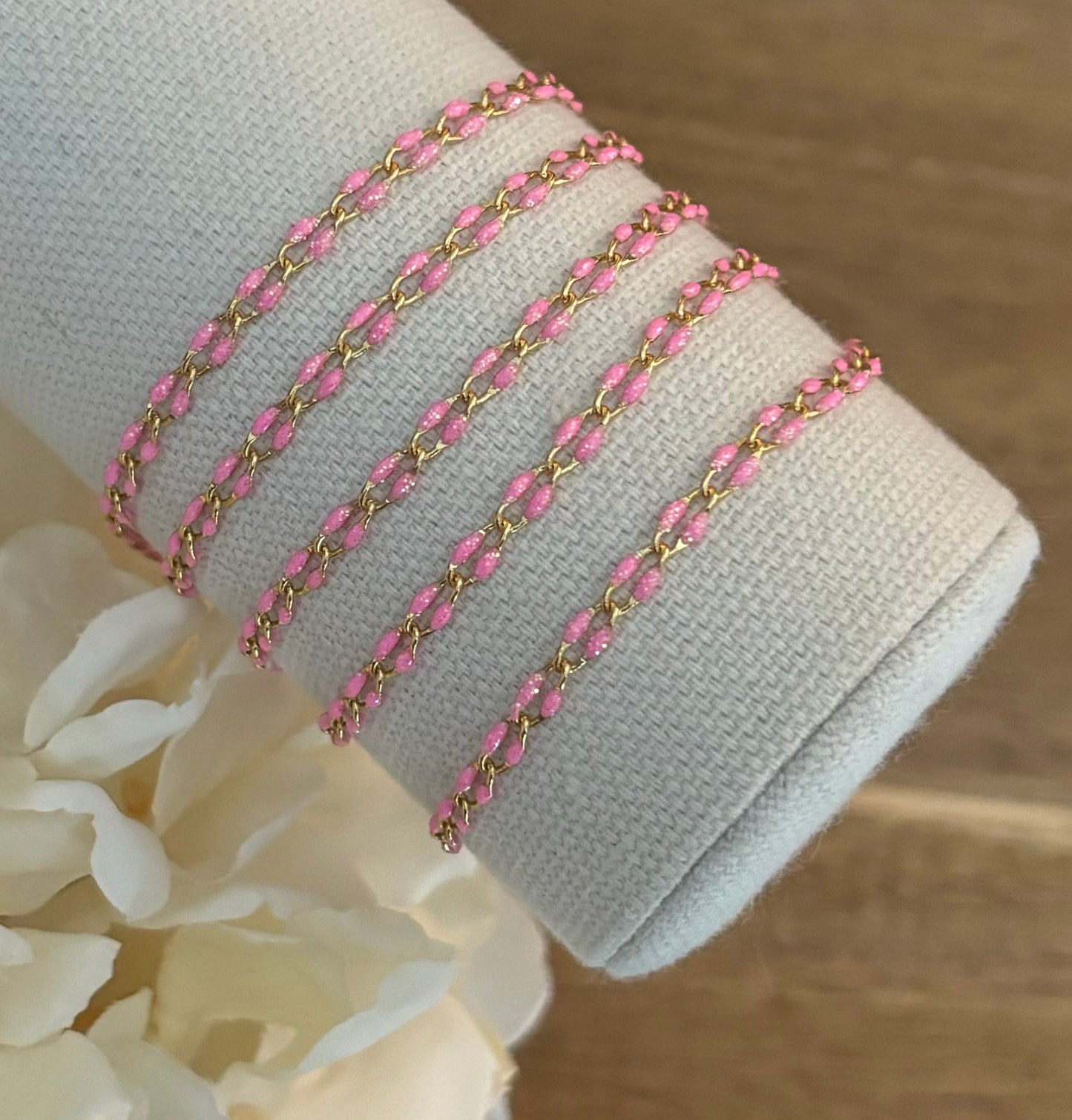 Glitter Pink Enamel Bracelet