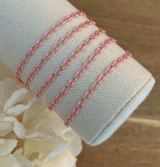 Glitter Pink Enamel Bracelet