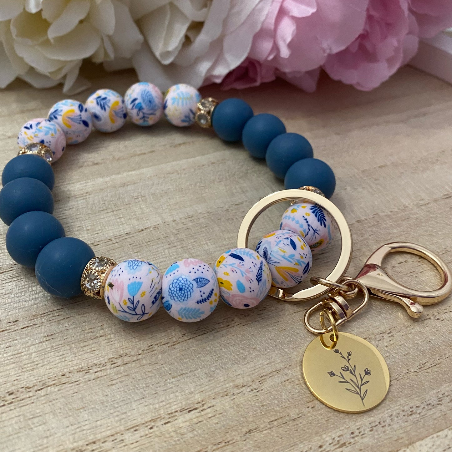 Floral Arrangement Keychain Wristlet